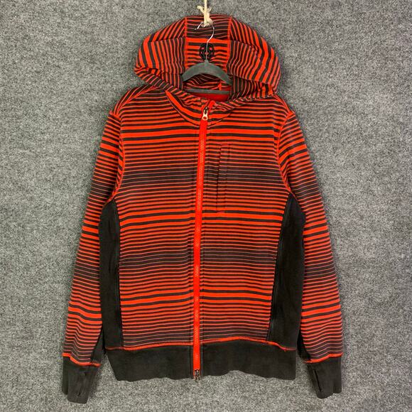 Lululemon Core Hoodie Sweatshirt Stripe Full Zip Logo Sweatshirt Men's Size L - Picture 1 of 6